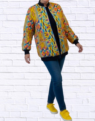 Diva Usa - Maddy Traditional Bomber Printed Ethnic Jacket