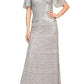 Aidan Mattox - V-neck Sequined Piping Detail Mesh Gown