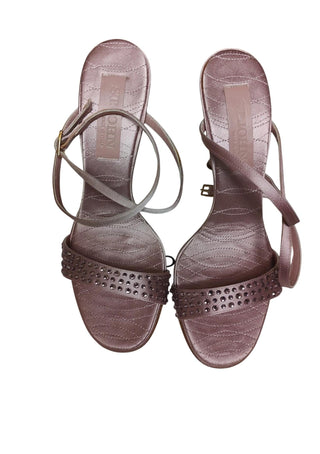 St. John - Satin Ankle Strap Embellished Beaded Heels