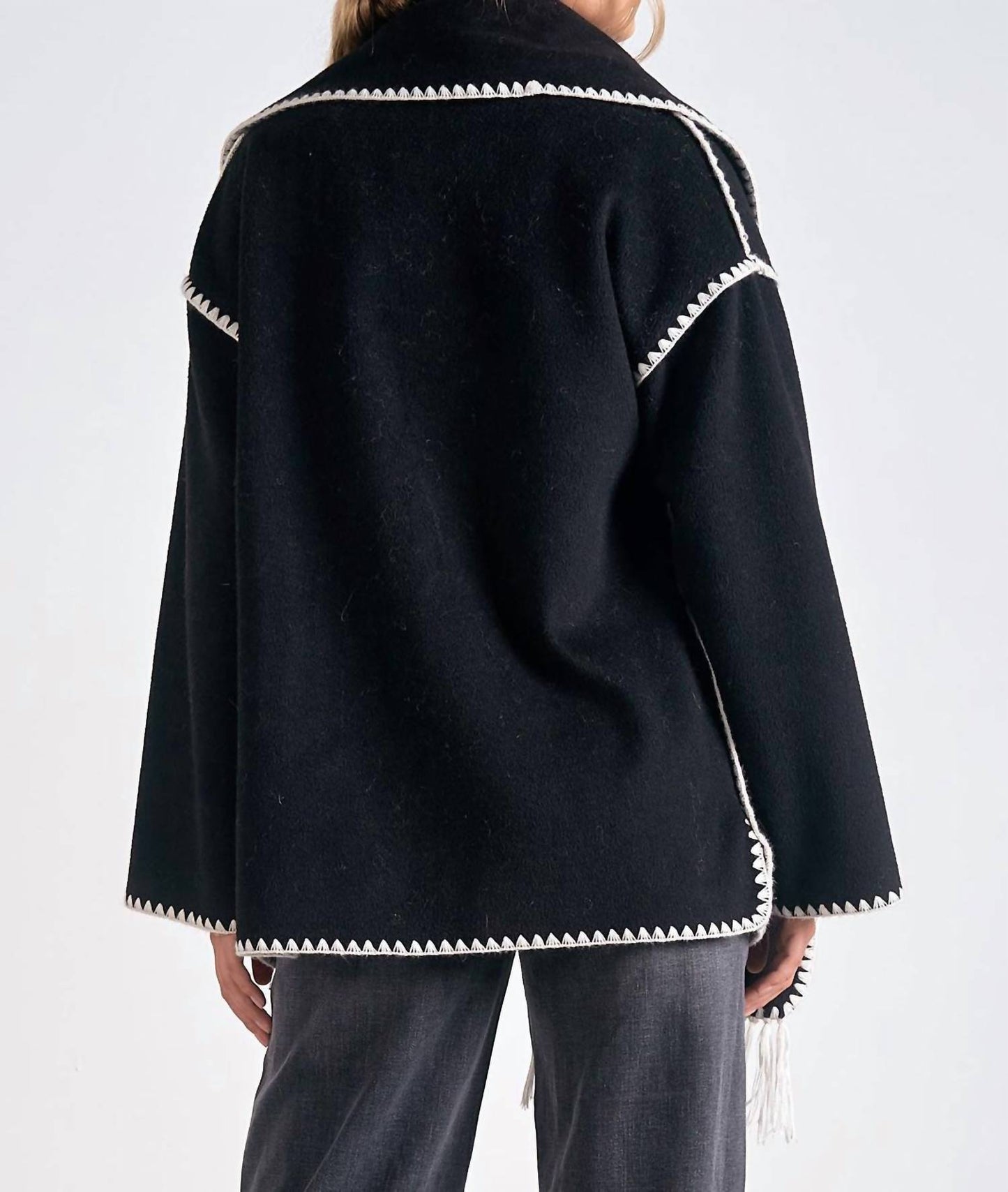Elan - Whipstitch Detail Jacket Top Set