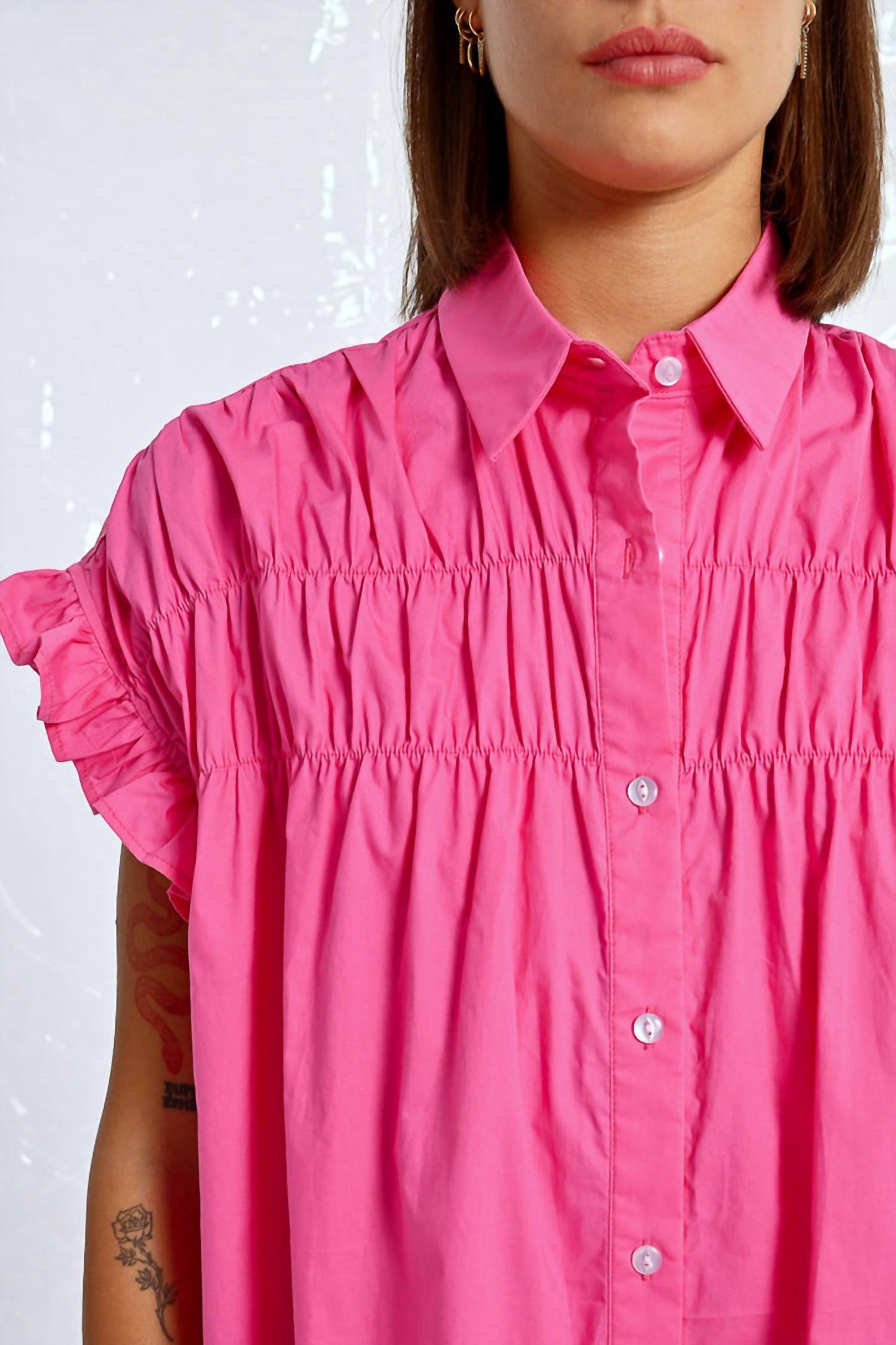 Molly Bracken - Ruffle Sleeve Shirt Dress
