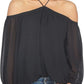 1.STATE Women's Off the Shoulder Halter Neck Blouse Black
