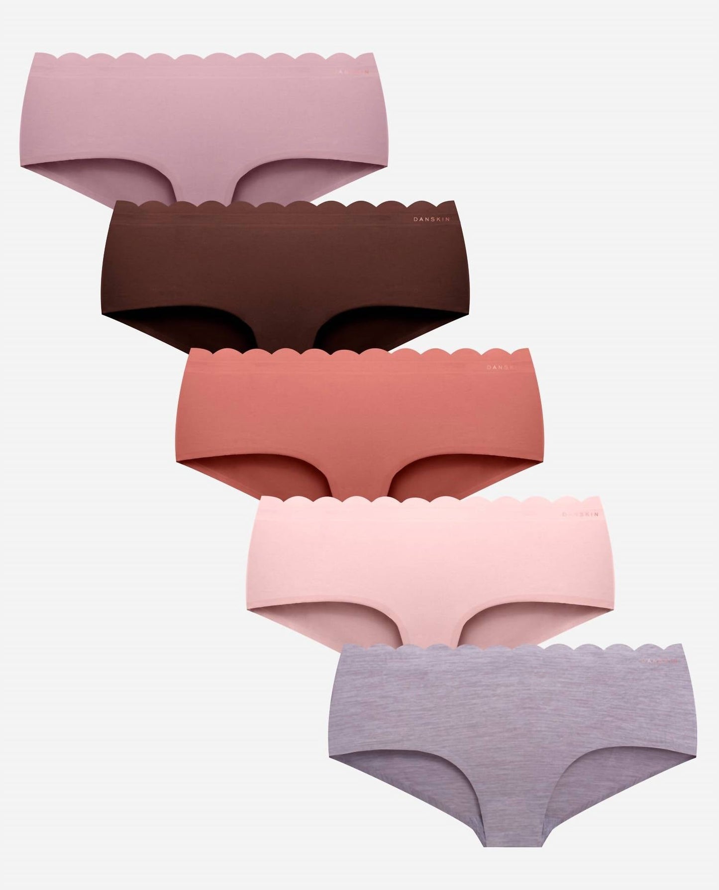 Danskin - Women's 5-pack Bonded Scallop Hipster Underwear