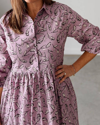 Aureum - Presley Pintuck Midi Shirt Dress