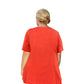 On The Plus Side - Cotton Applique Short Sleeve V-Neck Top - Plus