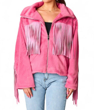 Buddylove - Skylar Fringe Faux Fur Jacket