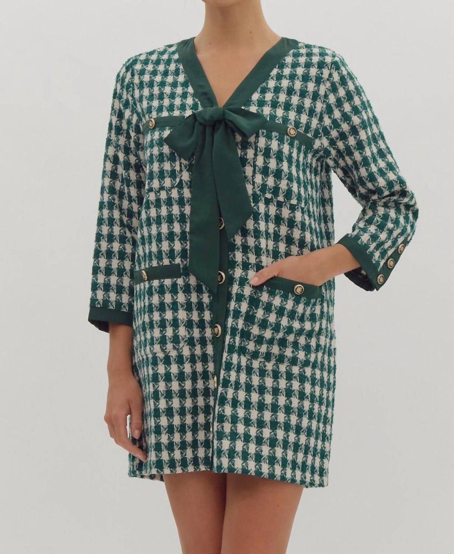 Entro - Audrey V-neck Button Up Dress