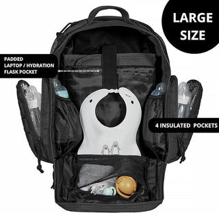 Phil & Jack Dad Diaper Bag Backpack, Baby Diaper Bag with Changing Station, Tactical Military Style, Womens Mens Diaper Bag (Black)