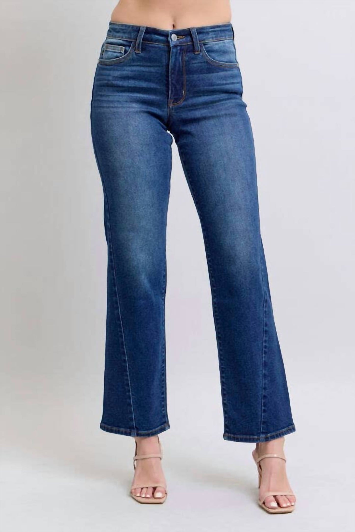 Judy Blue - Mid Rise Side Seam Detail Straight Jeans