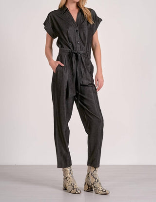 Elan - Utility Short Sleeve Belted Jumpsuit