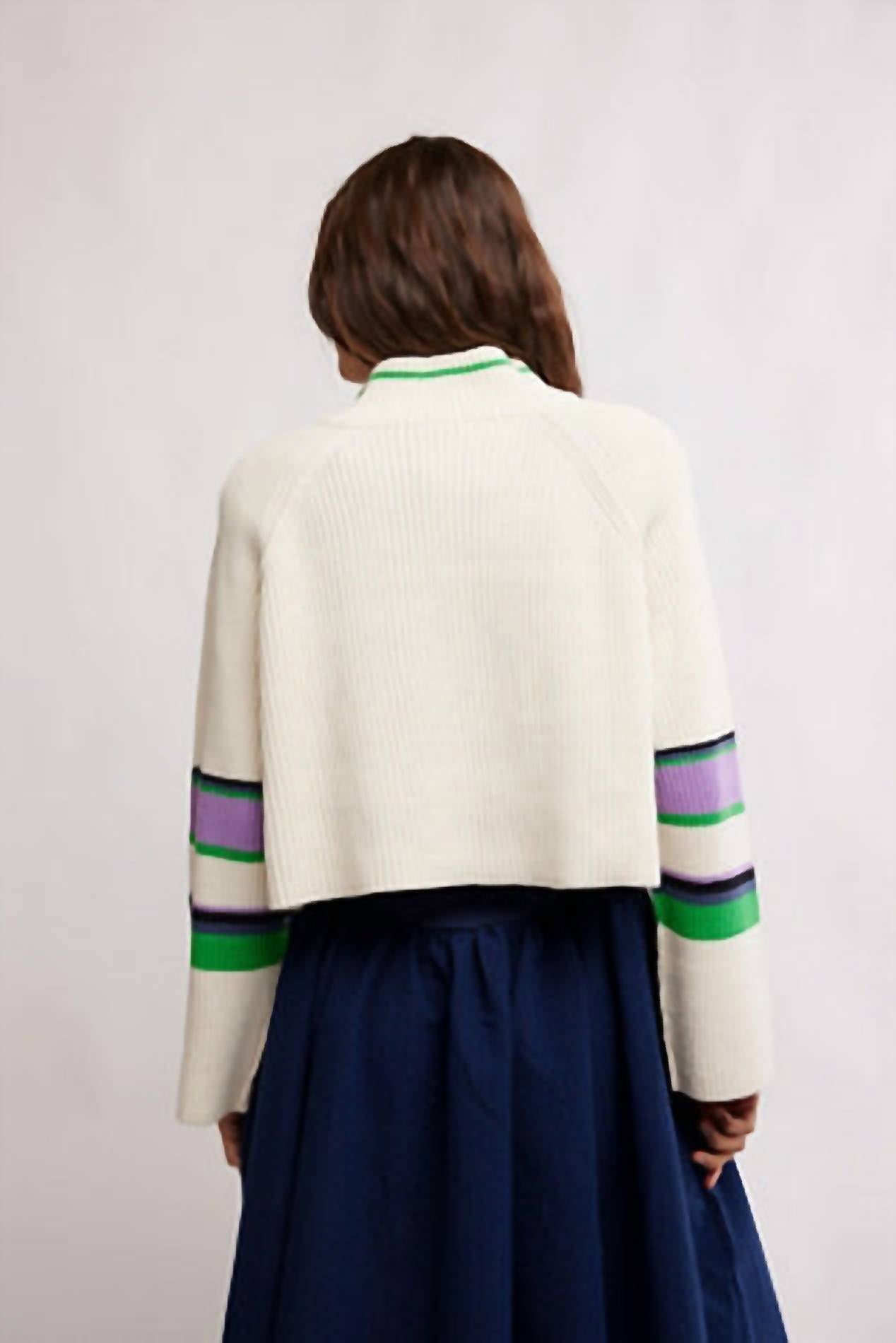 Free People - Striped Greta Half Zip Sweater