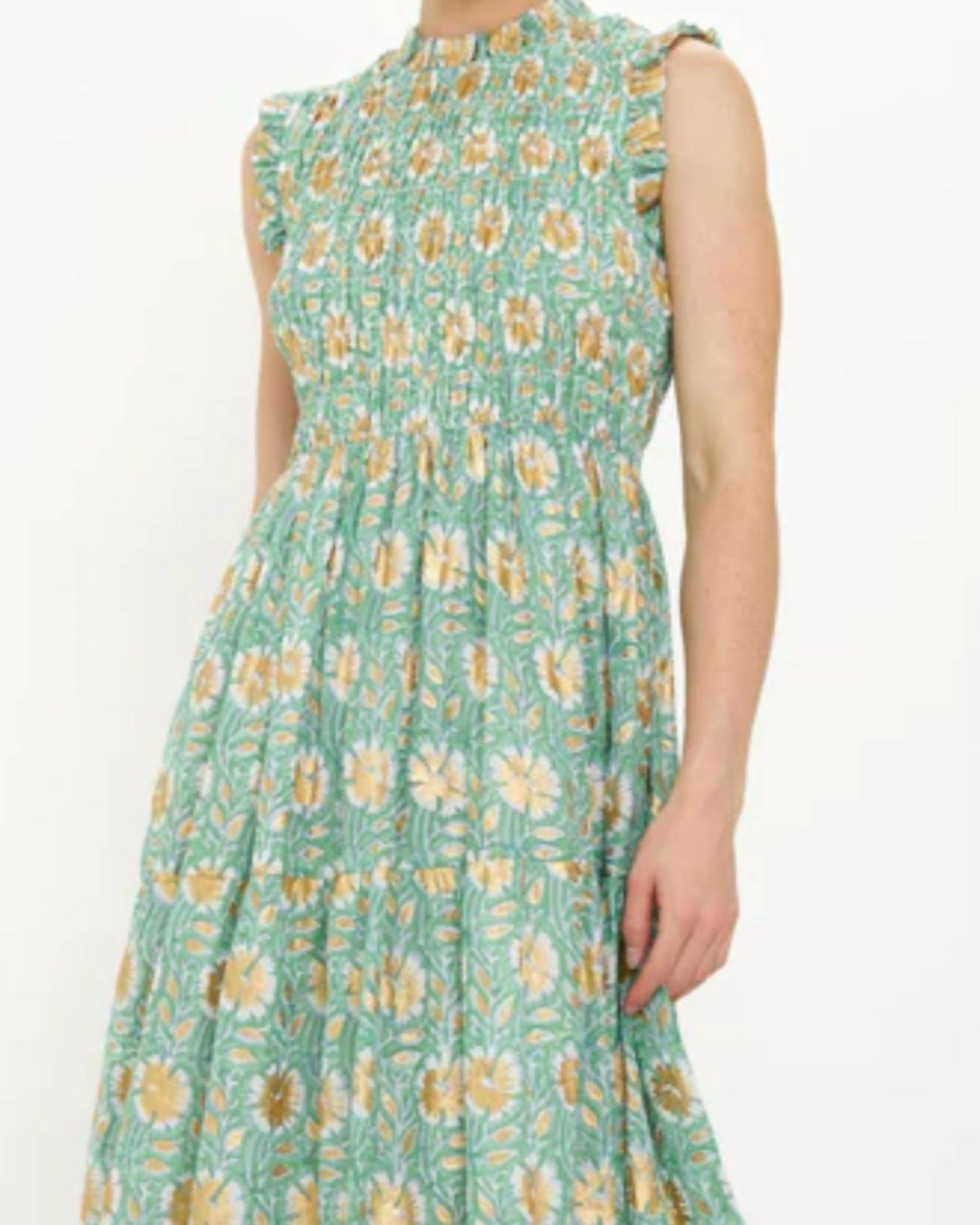 Oliphant - Sleeveless Smocked Maxi Dress