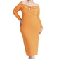 ELOQUII Women's Plus Size Midi Dress with Tie - 18, Orange