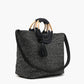 America & Beyond - Women's Lurex Wicker Handle Tote Bag