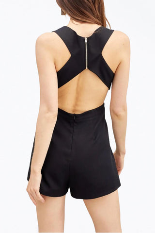 Do+Be - PLUNGING OPEN-BACK SATIN ROMPER