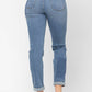 Judy Blue - High Waist Double Rolled Cuff Patch Boyfriend Jeans