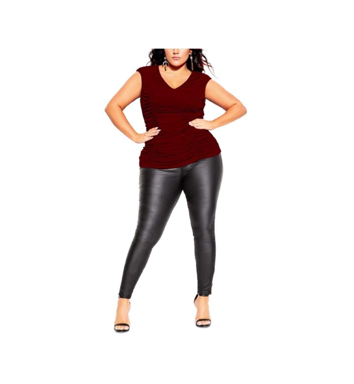 City Chic Womens Trendy Plus Size Ruched Top Size 14W