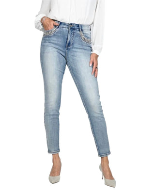 Frank Lyman - Rhinestone Embellished Pockets Jeans
