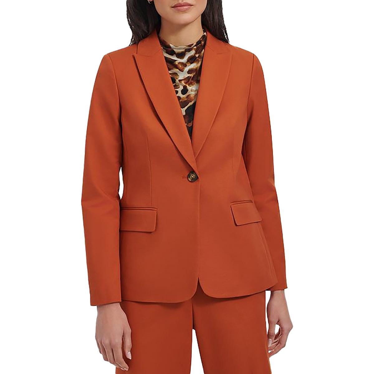 Calvin Klein Womens One Button Lux Suit Blazer Terra Size 16