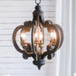 Farmhouse Chandelier, 6 Light Wood Chandelier Pendant Light Fixture With Adjustable Chain For Dining Room Living Room Entryway, Bulb Not Included