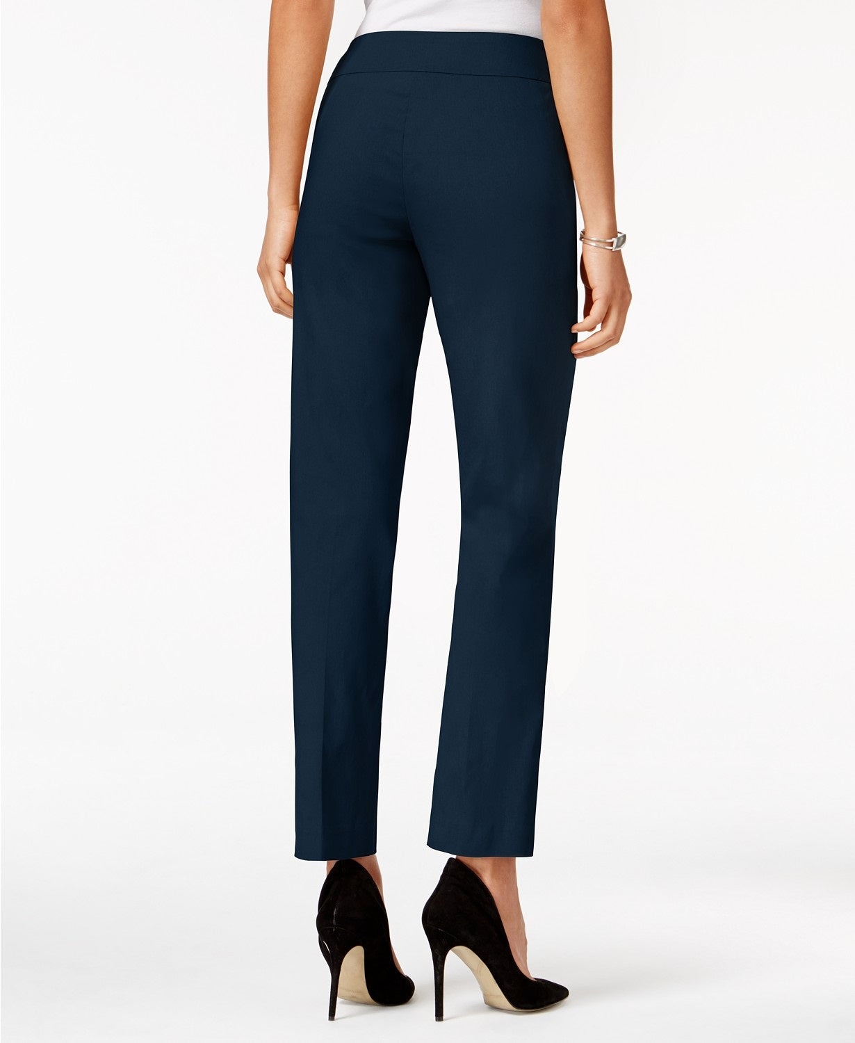JM Collection Women's Petites Studded Pull On Pants Navy Size Medium Short