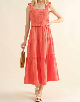 And The Why - Smocked Ruffled Tiered Midi Dress