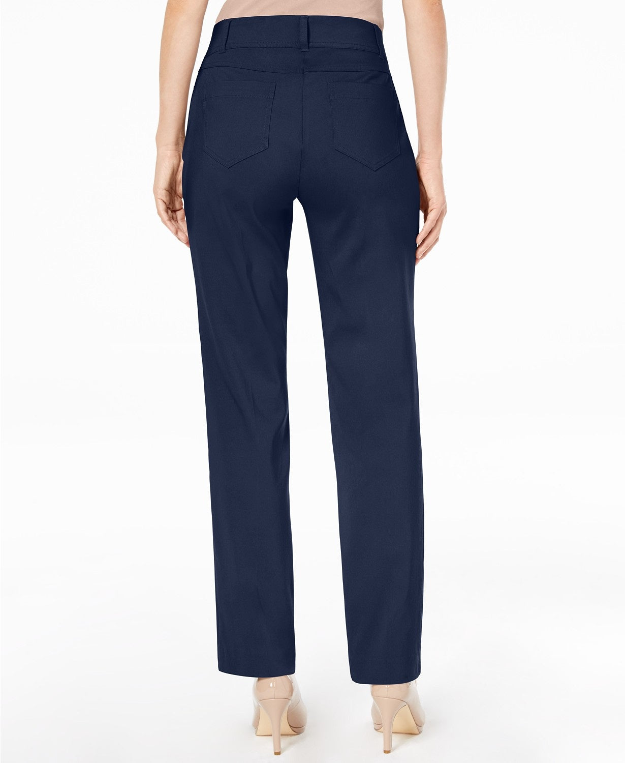 JM Collection Women's Petite Length Curvy-Fit Slim-Leg Pants Navy Size 14