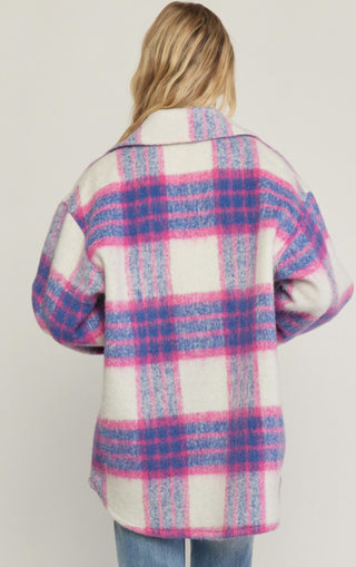 Entro - FUZZY PLAID JACKET