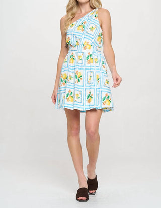 Meet Me In Santorini - Lemondae Bliss Printed One Shoulder Mini Dress