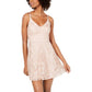 Speechless Womens Juniors Embroidered Shimmer Party Dress Pink 3