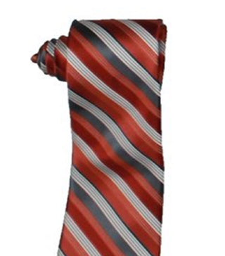 Van Heusen Men's Sleek Striped Skinny Silk Dress Belt Orange Size Regular