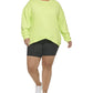 Calvin Klein Performance Women Plus Size Active Chevron Hem Drop Shoulder Pullover, Lime Fizz