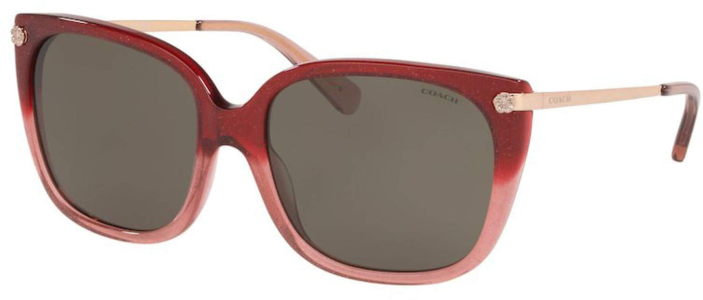 Coach Sunglasses Burgundy Pink Glitter with Smoke Lenses 56mm