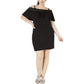 BCX Womens Juniors Plus Off-The-Shoulder Shift Dress Black 1X