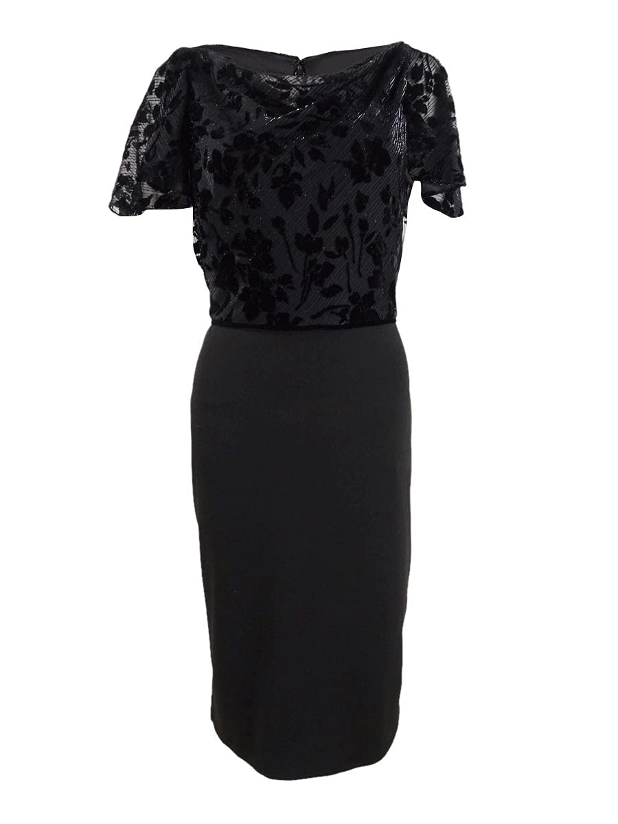 Ralph Lauren Womens Dalen Floral Cocktail Dress, Black, 4