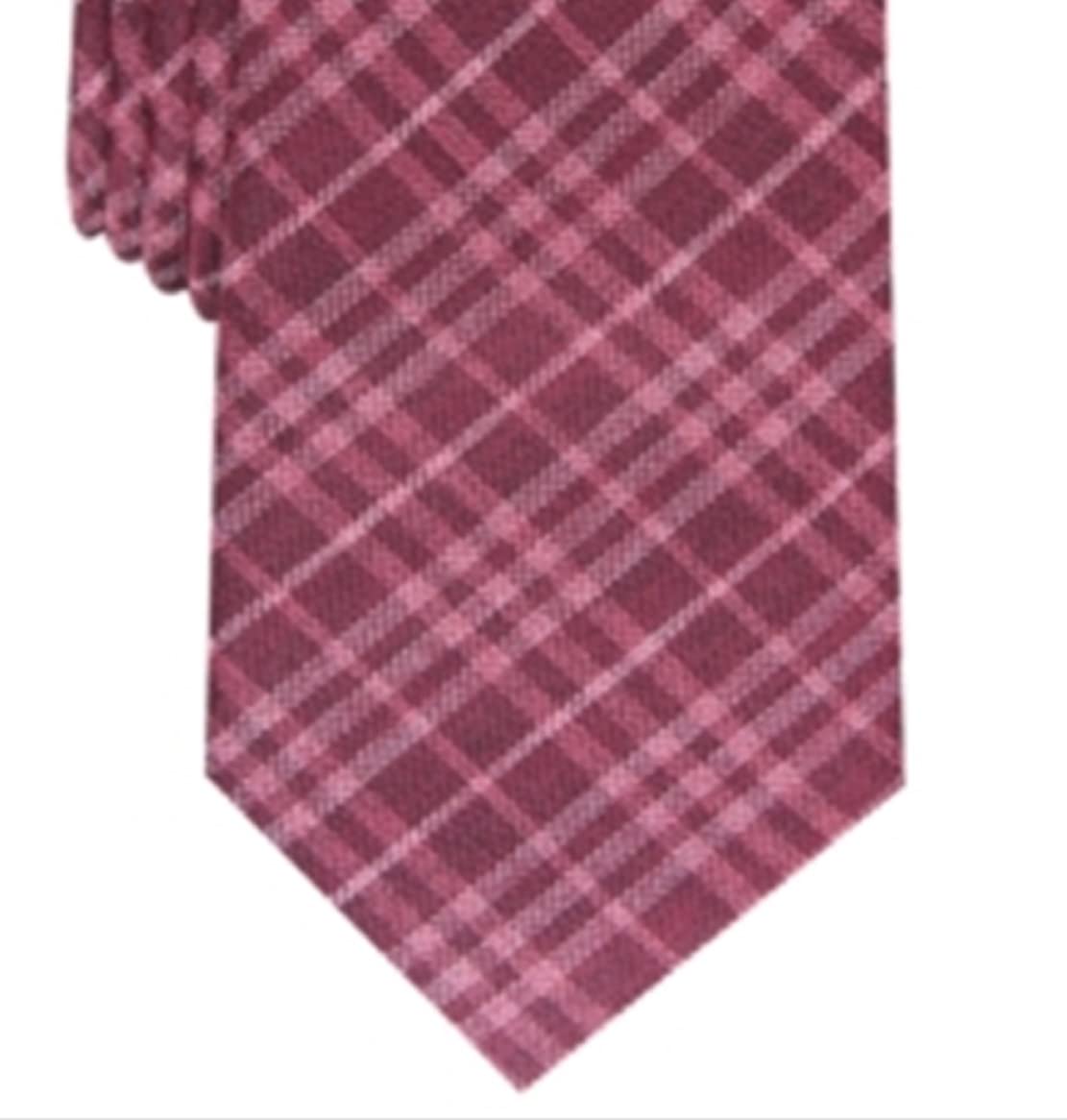 Bar III Mens Cooper Silk Blend Plaid Neck Tie Red O/S