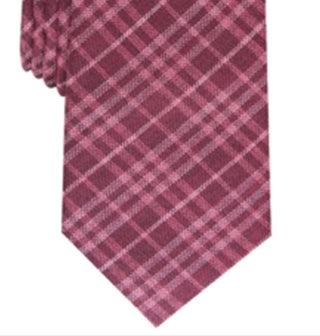 Bar III Mens Cooper Silk Blend Plaid Neck Tie Red O/S