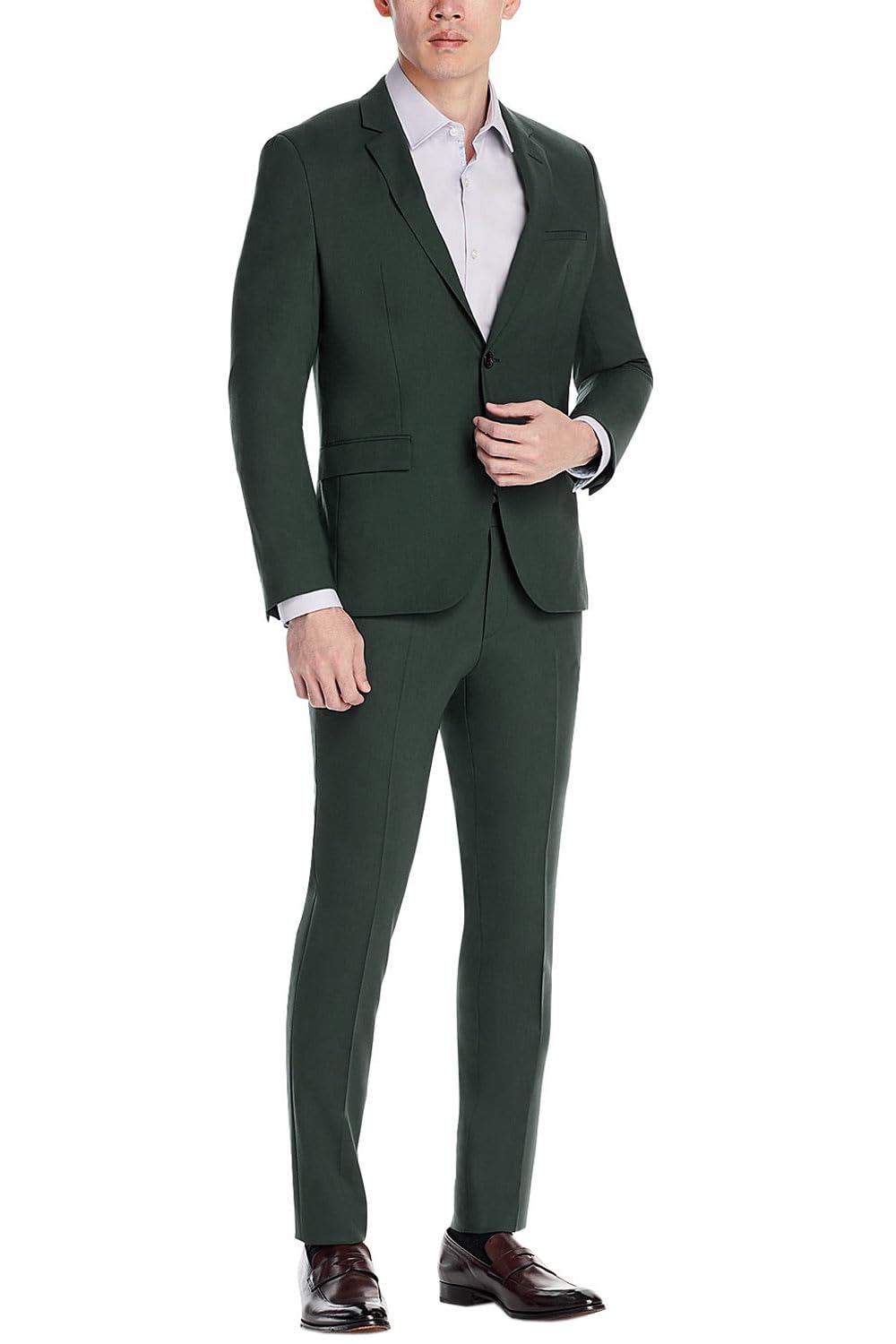 Hugo Boss Mens Modern Fit Karl/Tom Super-Flex Wool Blend Suit 42S Dark Green