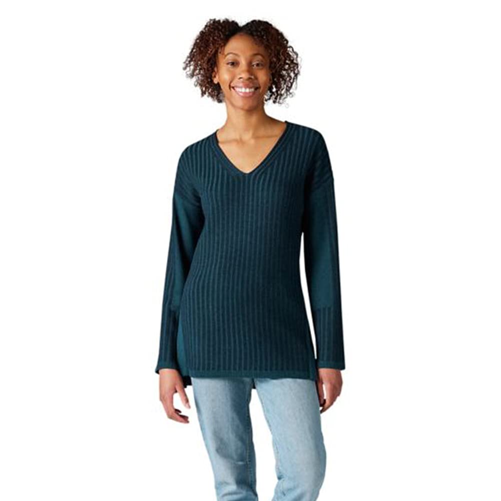Smartwool Women's Shadow Pine V Neck Rib Sweater - Twilight Blue Heather