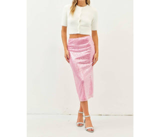 Idem Ditto - Mermaid Sequin Midi Skirt With Side Slit