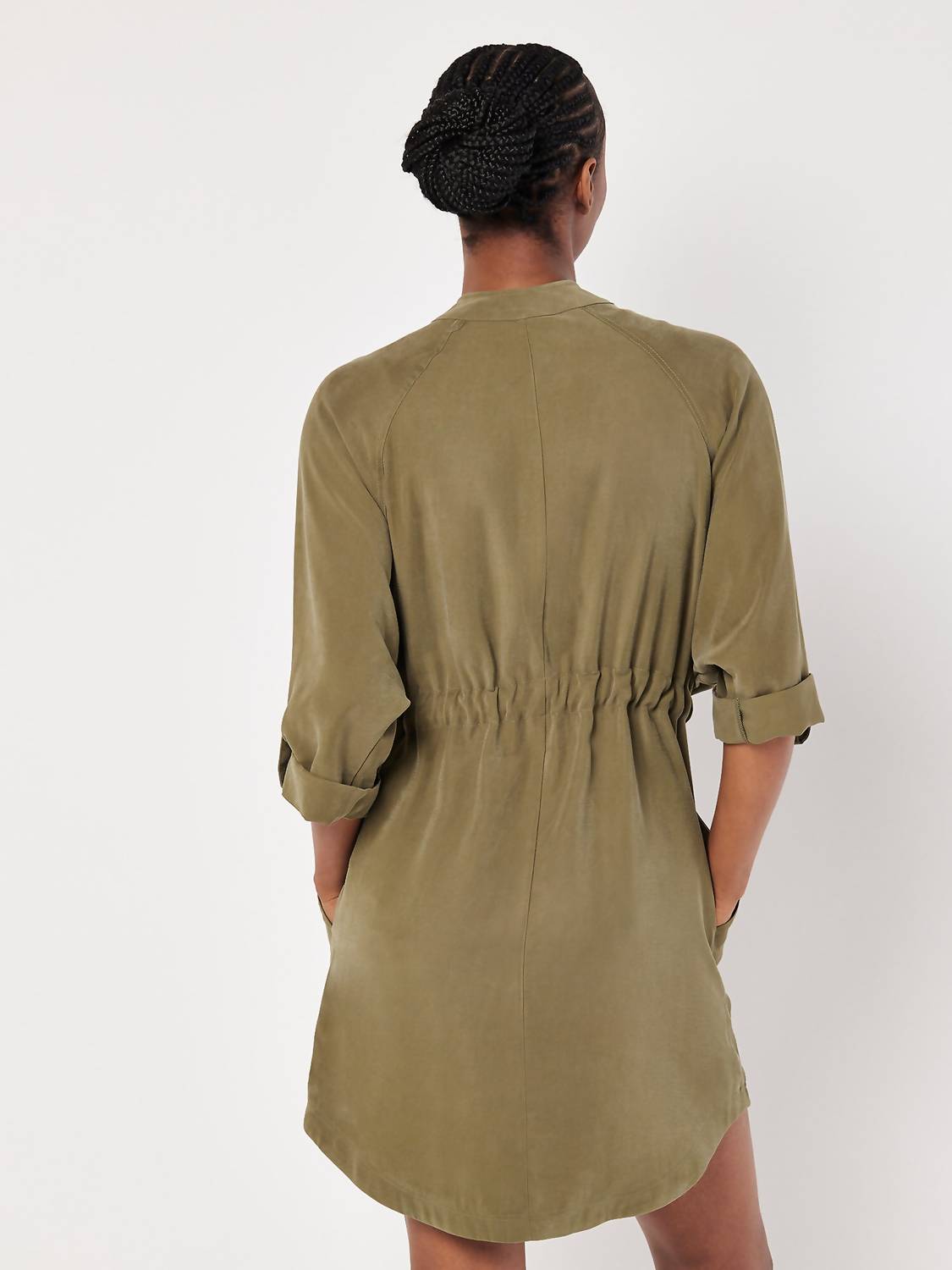 Apricot - Drawstring Shirt Batwing Dress