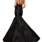 Rachel Allan - Brocade Floral Applique Mermaid Prom Gown