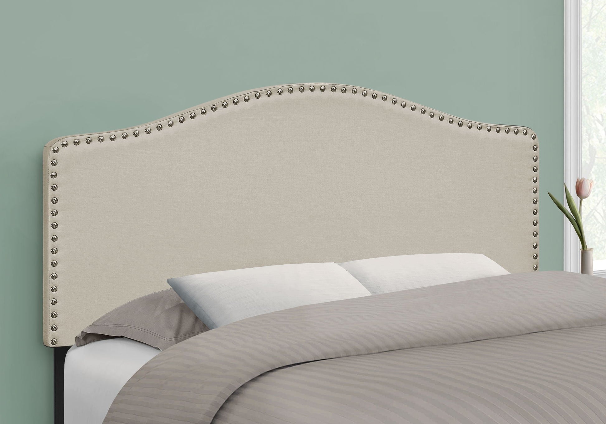 Full Size Upholstered Bed Headboard - Beige