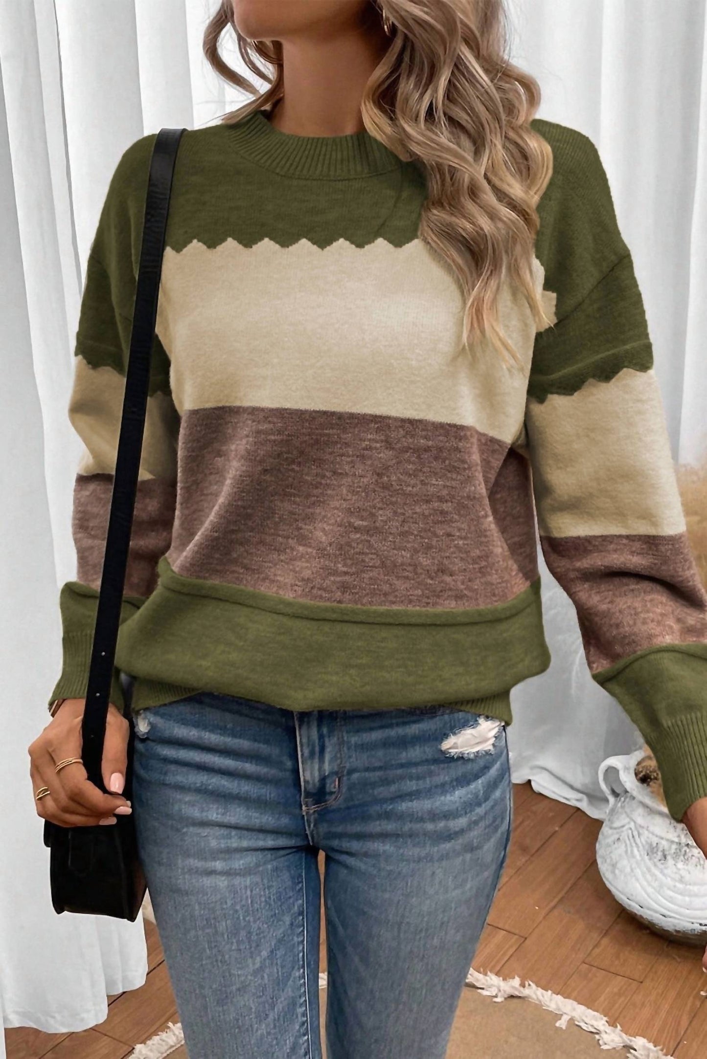 Dear Lover - Colorblock Crew Neck Sweater
