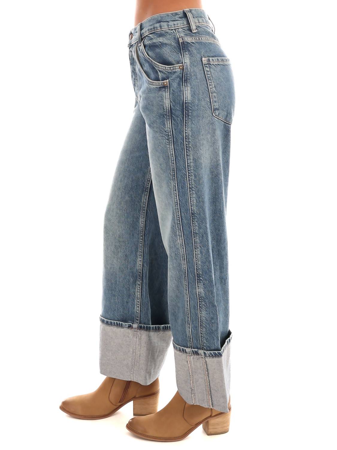 Free People - Final Countdown Cuffed Mid Rise Jeans