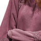 1 The Woman - Lace Patchwork Detail Notched Neck Mineral Wash Sweatshirt