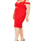 Emerald Sundae Womens Plus Bandage Cold Shoulder Bodycon Dress Red 2X