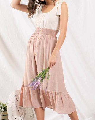 Blu Pepper - Mixed Media Button Down Midi Dress