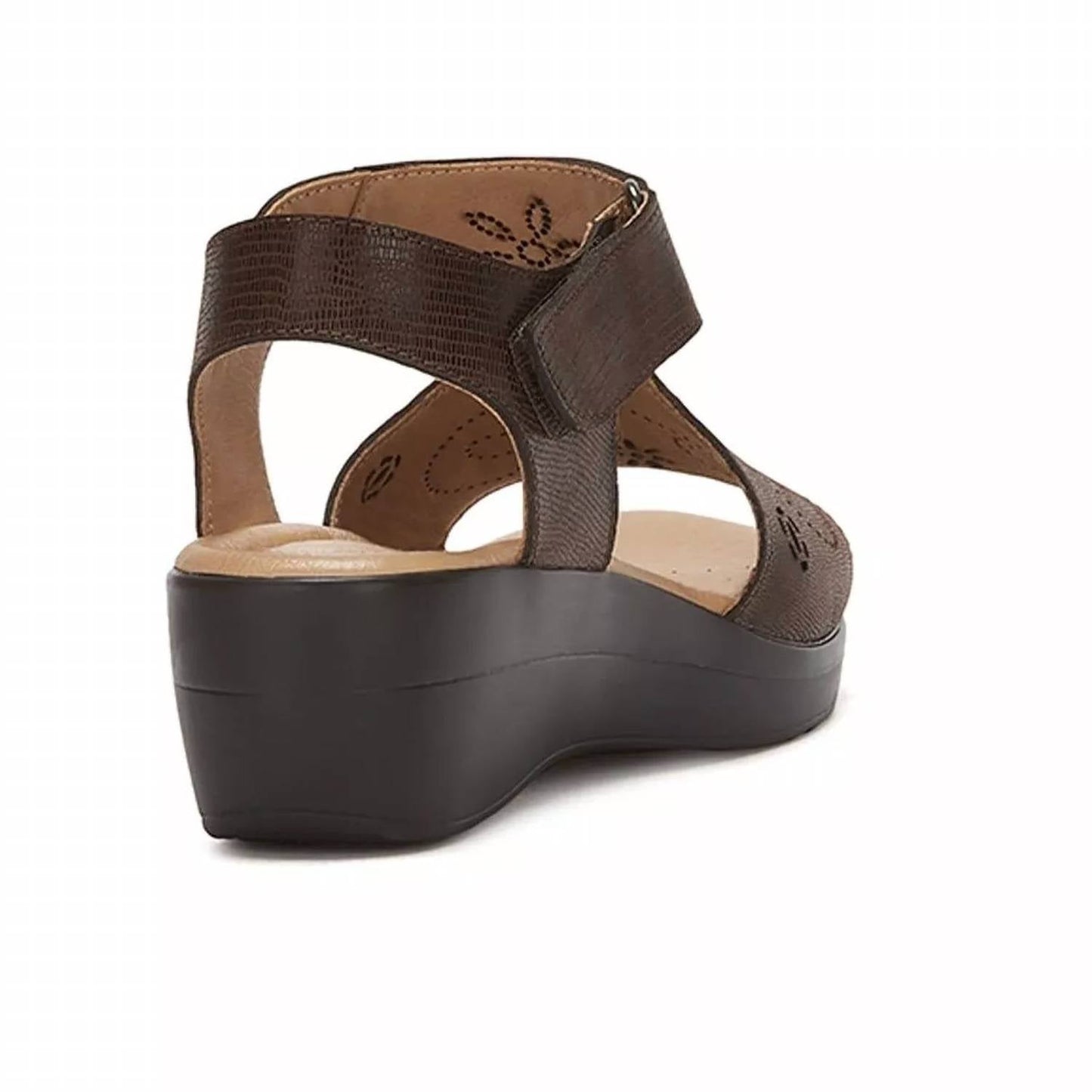 Andrea - Women's Leather Wedge Sandals With Plush Footbed