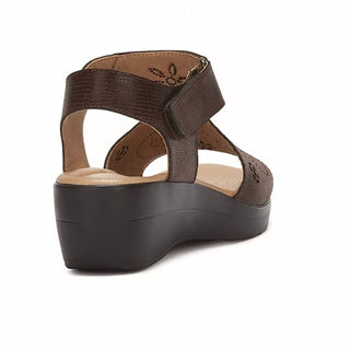 Andrea - Women's Leather Wedge Sandals With Plush Footbed